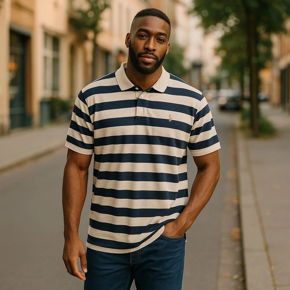 Polo Golf Ralph Lauren sz XXL navy blue white stripe shirt new MT92